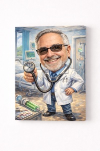 Tablou Canvas Caricatură Doctor Personalizată – Cadou Original pentru Medici