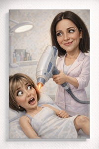 Tablou Canvas Caricatură Epilare Laser – Portret Personalizat Beauty Clinic