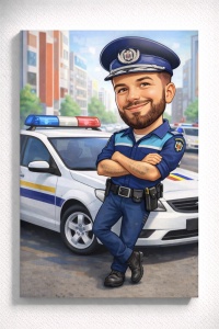 Tablou Canvas Caricatură Polițist pentru El – Portret Personalizat Amuzant