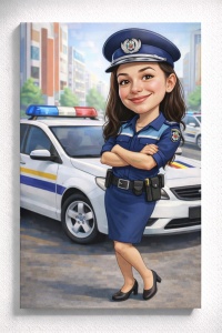 Tablou Canvas Caricatură Polițistă pentru Ea – Portret Personalizat Amuzant