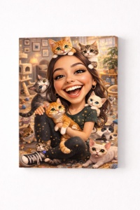 Tablou Canvas Personalizat – Cat Lover | Caricatură cu Pisici