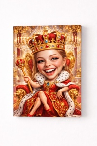 Tablou Canvas Personalizat – Queen Royal | Caricatură Regină pe Tron