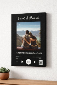 Tablou Canvas Personalizat cu Melodie – Cod QR, Cadou Romantic din Fotografia Ta