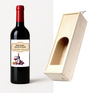Vin Personalizat „Nașii Noștri” + Cutie din Lemn – Cadou Elegant pentru Nași