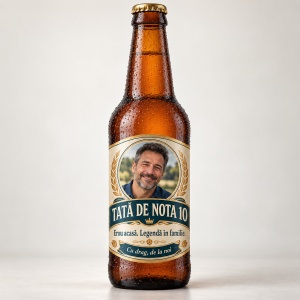 Bere personalizată – Tată de nota 10 – Legenda în familie | Cu poză – 330 ml