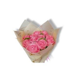Buchet trandafiri roz din satin – buchet elegant de flori pentru cadou