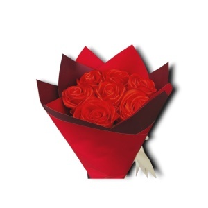 Buchet trandafiri satin roșii – cadou romantic clasic | Flori artificiale elegante