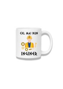 Cană ceramică 380 ml – Cel mai bun inginer – personaj ilustrat
