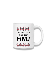 Cană ceramică 380 ml – Din cana asta bea doar finu – motiv tradițional