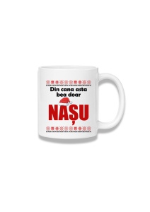 Cană ceramică 380 ml – Din cana asta bea doar nașu – motive roșii