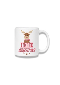Cană ceramică 380 ml – Merry Christmas – ren cu nas roșu