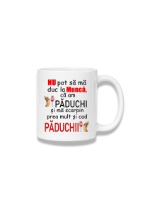 Cană ceramică 380 ml – Nu pot să duc la muncă – mesaj cu păduchi