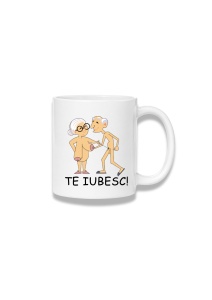 Cană ceramică 380 ml – Te iubesc – cuplu ilustrat