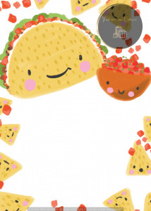 Invitație Botez B11 - Taco Zâmbitor cu Salsa și Nachos, Tematică Fiesta