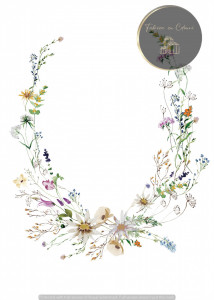 Invitație Botez B111 - Cunună Botanică Fină de Flori de Câmp