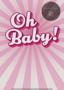 Invitație Botez B350 - Oh Baby! Fundal Roz cu Raze