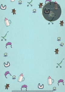 Invitație Botez B379 - Model cu Obiecte de Bebeluș