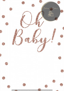 Invitație Botez B517 - Oh Baby! cu Confetti Roz Auriu