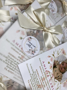 Invitație botez cu fontiță și sticker personalizat - Img 3