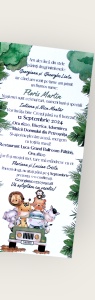 Invitație de Botez Safari Jungle cu Animăluțe și Plic Verde - Img 2
