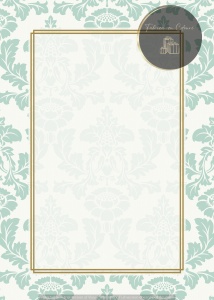 Invitație nuntă clasică verde cu model ornamental