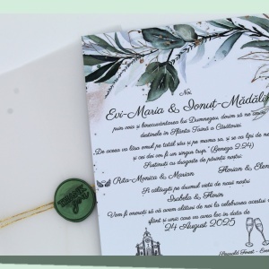 invitatie-eleganta-nunta-cu-sigiliu-verde-smarald-si-plic-transparent-personalizata