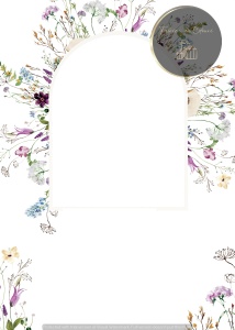 Invitație nuntă florală elegantă cu arc decorativ