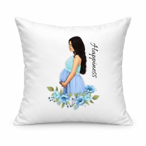 Pernă personalizată Pregnant woman, happiness blue