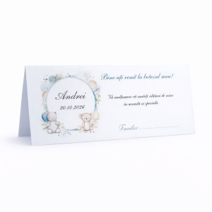 Plic pentru bani botez băiețel cu ursuleți personalizat | Plic pentru dar elegant baby