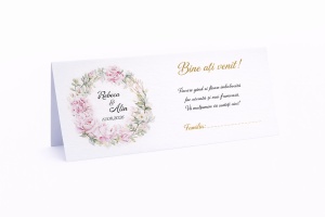 Plic pentru bani nuntă roz cu trandafiri eleganți și inițiale – plic de bani/dar romantic personalizat