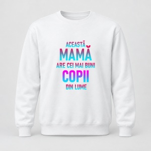 Pulover personalizat Aceasta mama are cei mai buni copii din lume gradient gradient albastru roz