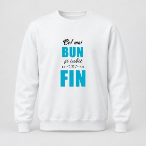 Pulover personalizat Cel mai bun si iubit fin, model albastru