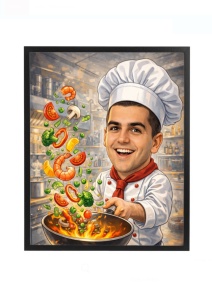 Ramă Foto Caricatură Bucătar – Cadou Personalizat pentru Chef