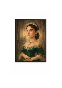 Ramă Foto Caricatură Regină Smarald – Portret Regal Personalizat pentru Ea