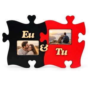 Ramă foto colaj Puzzle Eu & Tu, roșu și negru – 2 fotografii incluse