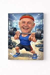 Tablou Canvas Caricatură Fitness Personalizată – Cadou pentru Pasionații de Sală