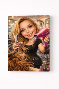 Tablou Canvas Personalizat – Hair Stylist | Caricatură Salon de Coafură
