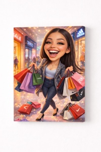 Tablou Canvas Personalizat – Shopping Queen | Caricatură Fashion și Shopping