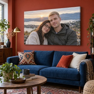 Tablou canvas personalizat cu fotografie de cuplu – exemplu de decor 9