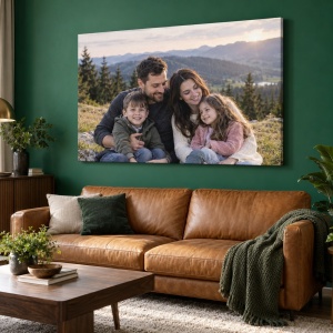 Tablou canvas personalizat cu fotografia familiei – exemplu de decor 1
