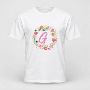 Tricou personalizat Cu initiala numelui, colectia flori, roz, femei, litera G