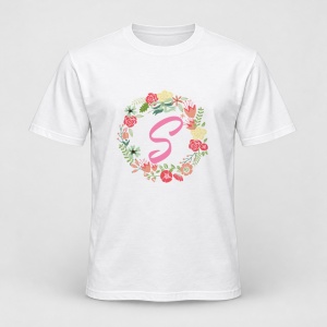 Tricou personalizat Cu initiala numelui, colectia flori, roz, femei, litera S