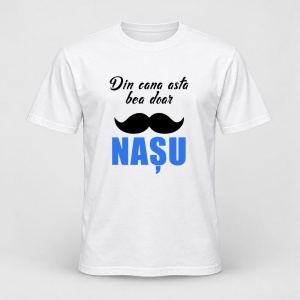 Tricou personalizat Din cana asta bea doar nasu, model albastru