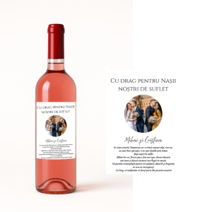 Vin Personalizat „Nașii Noștri de Suflet” – Cadou Elegant cu Poză & Mesaj Special
