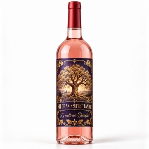 Vin roze personalizat aniversar – 80 de ani – Suflet tânăr