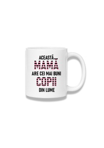 Cană ceramică 380 ml – Această mamă are cei mai buni copii – roșu