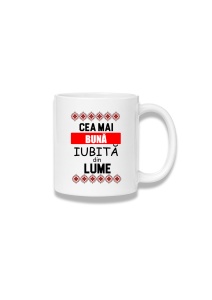 Cană ceramică 380 ml – Cea mai bună iubită din lume – motive roșii