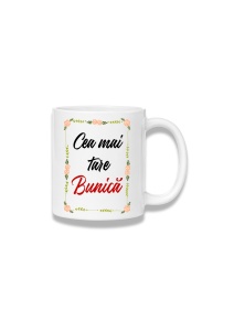 Cană ceramică 380 ml – Cea mai tare bunică – chenar floral