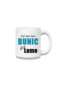 Cană ceramică 380 ml – Cel mai bun bunic din lume – text turcoaz