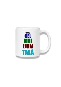 Cană ceramică 380 ml – Cel mai bun tată – coroană multicoloră